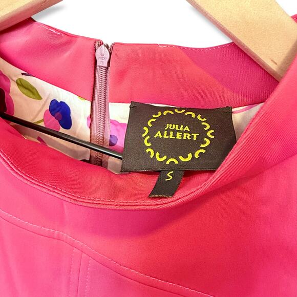 Julia‎ Allert Luxury Couture Sustainable Pink Cap Sleeve High Neck Shift Dress S - Picture 4 of 11